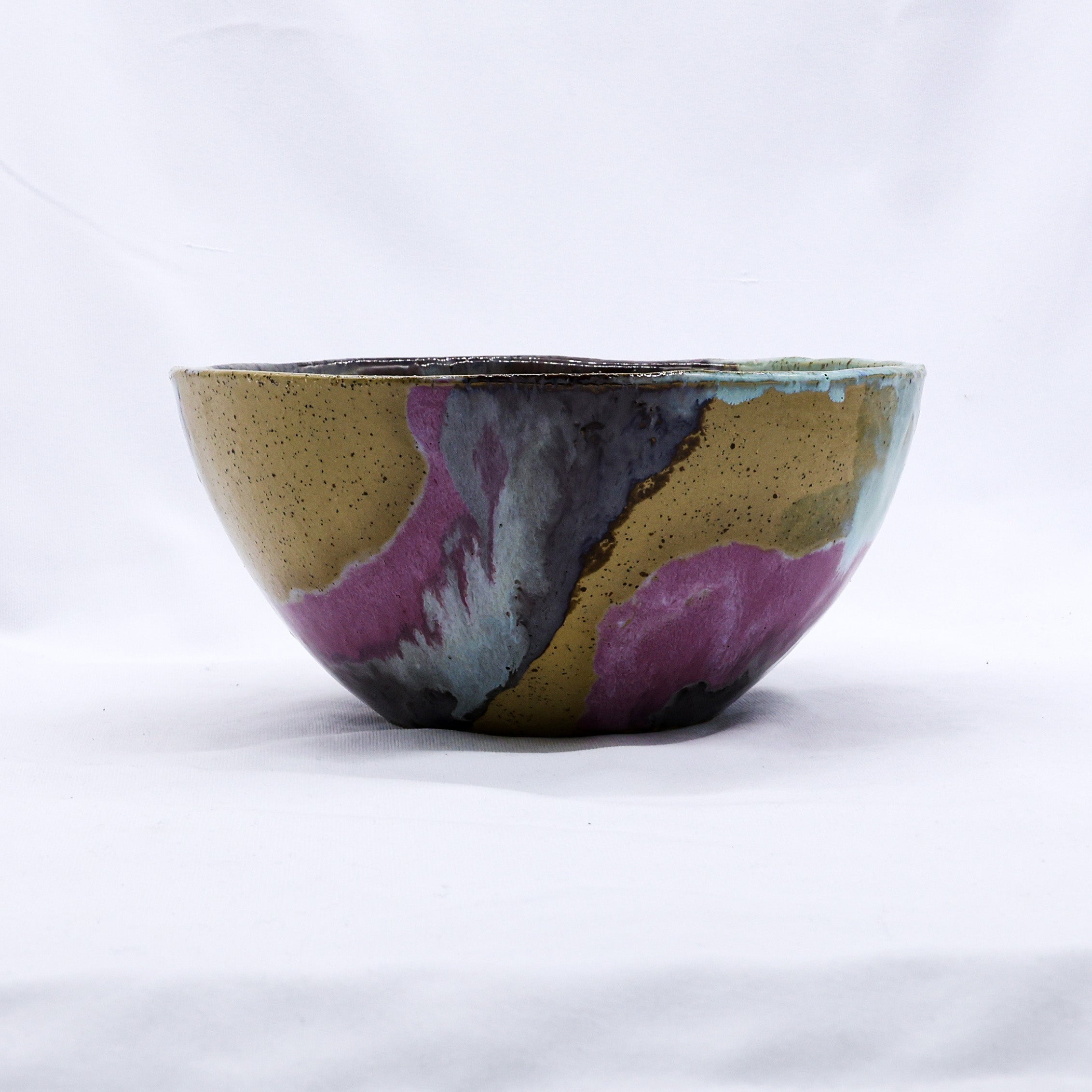 Large Mauve Coast Bloom Handmade Ceramic Stoneware Dinner Bowl  | S251405