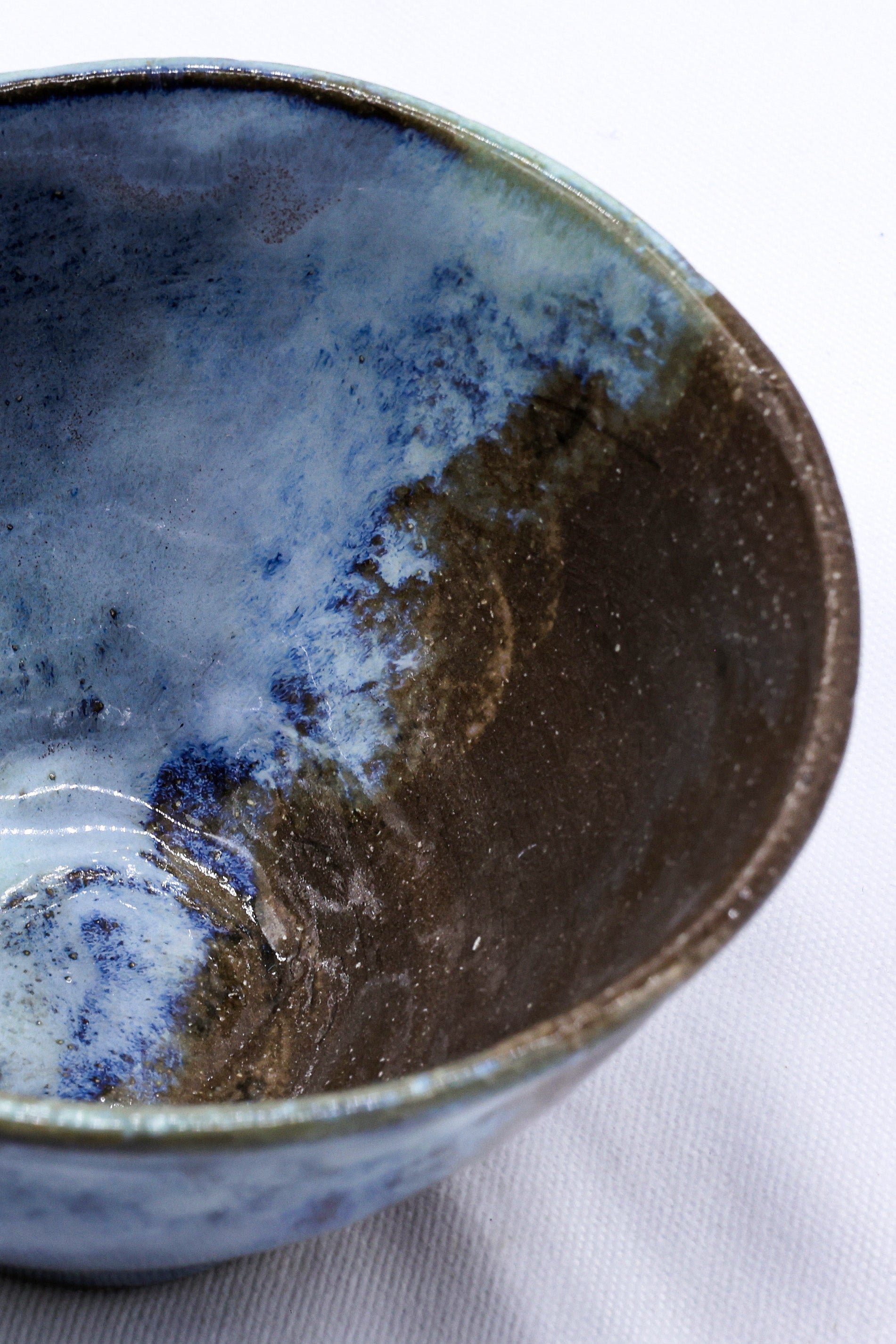 Small Smoked Grey Tidal Blue Wash Handmade Ceramic Stoneware Dinner Bowl  | S251409