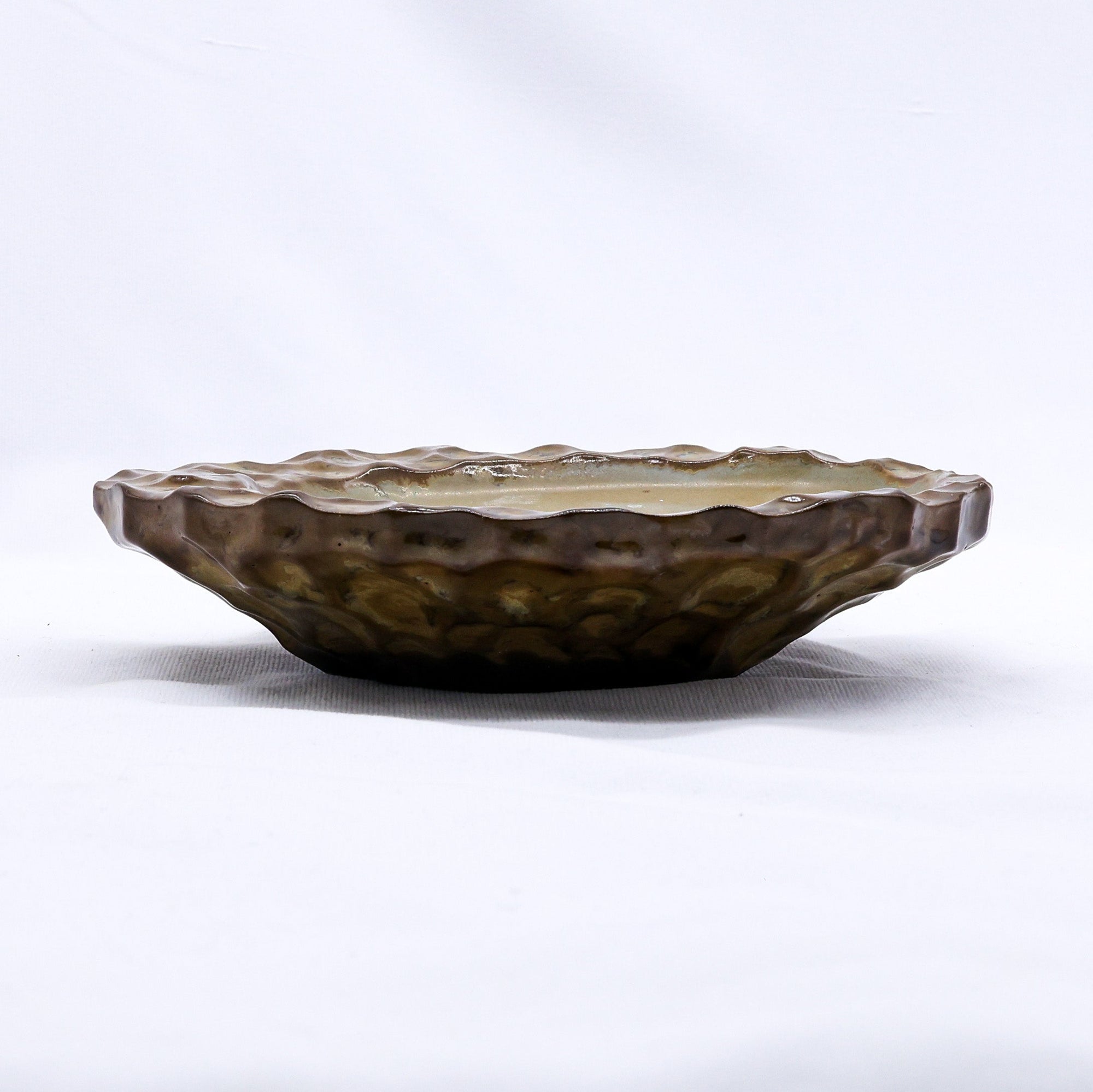 Bronze Olive Drift Seashell Serenity Handmade Ceramic Plate  | S251404