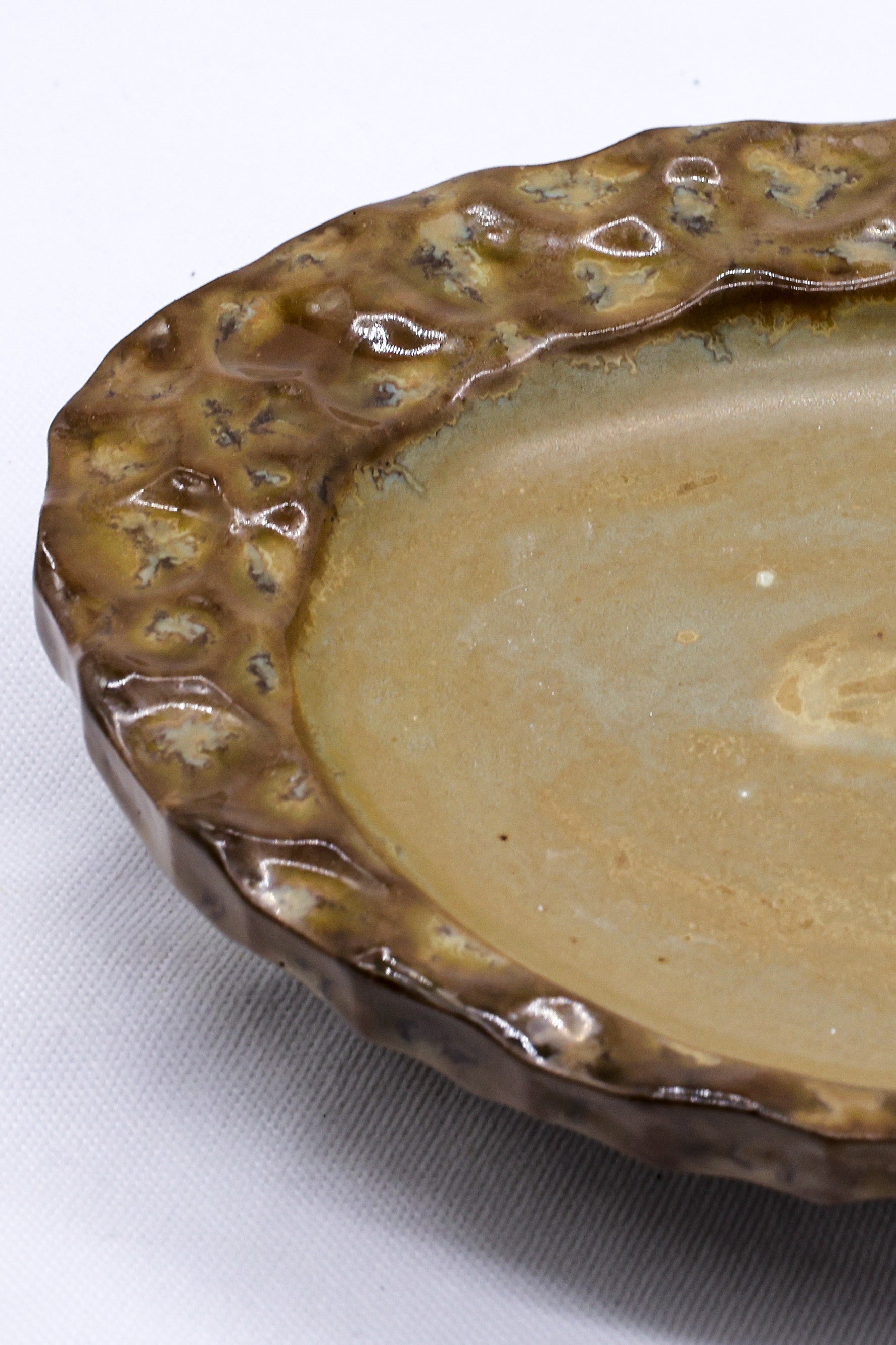 Bronze Olive Drift Seashell Serenity Handmade Ceramic Plate  | S251404