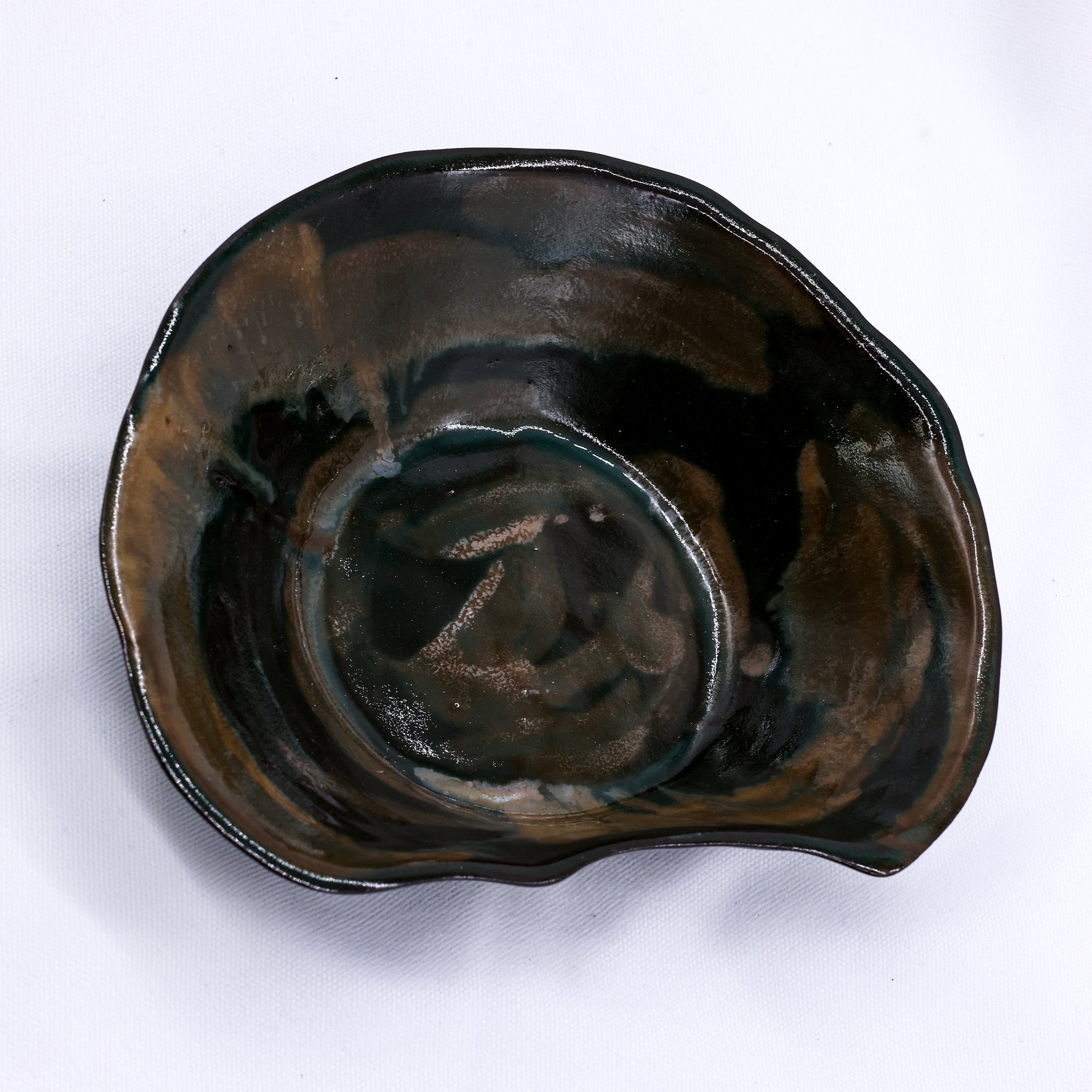 Cobalt Shadow Sea Lava Handmade Ceramic Stoneware Plate | S251408