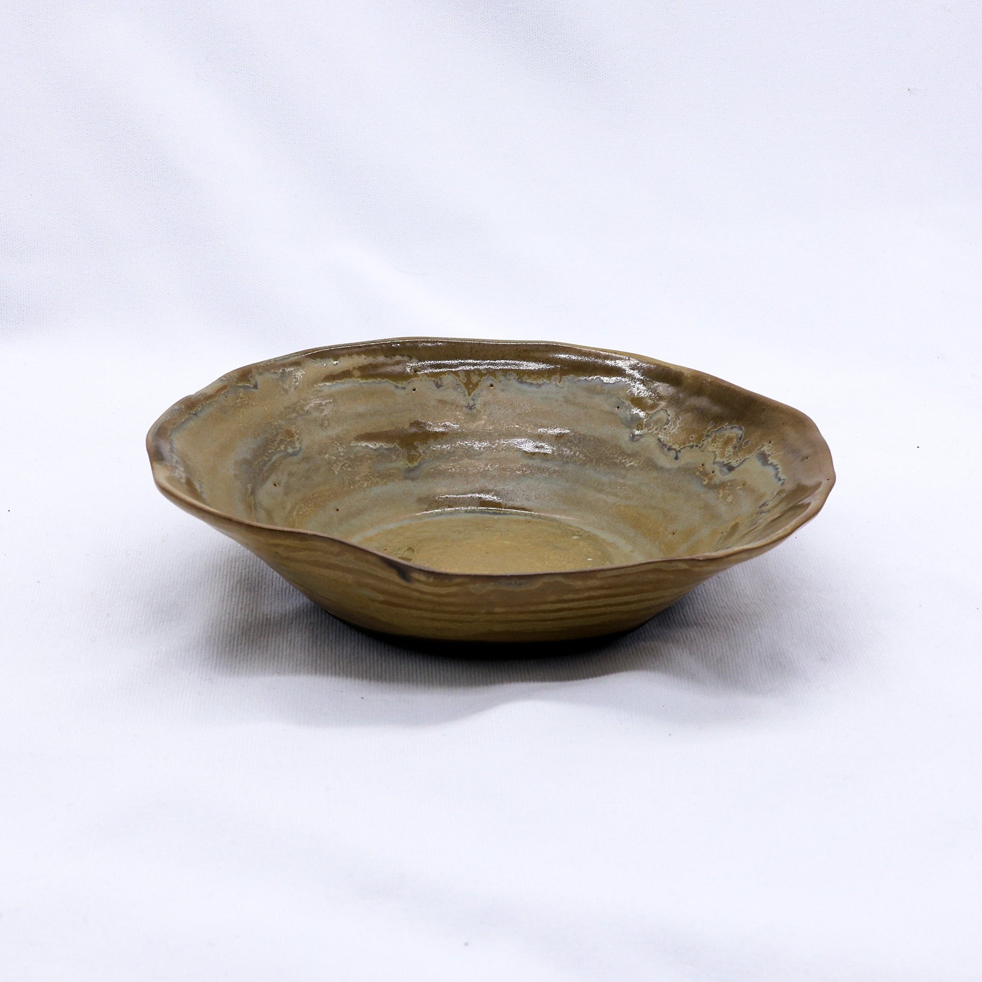 Bronze Olive Drift Lava Handmade Ceramic Stoneware Plate  | S251407