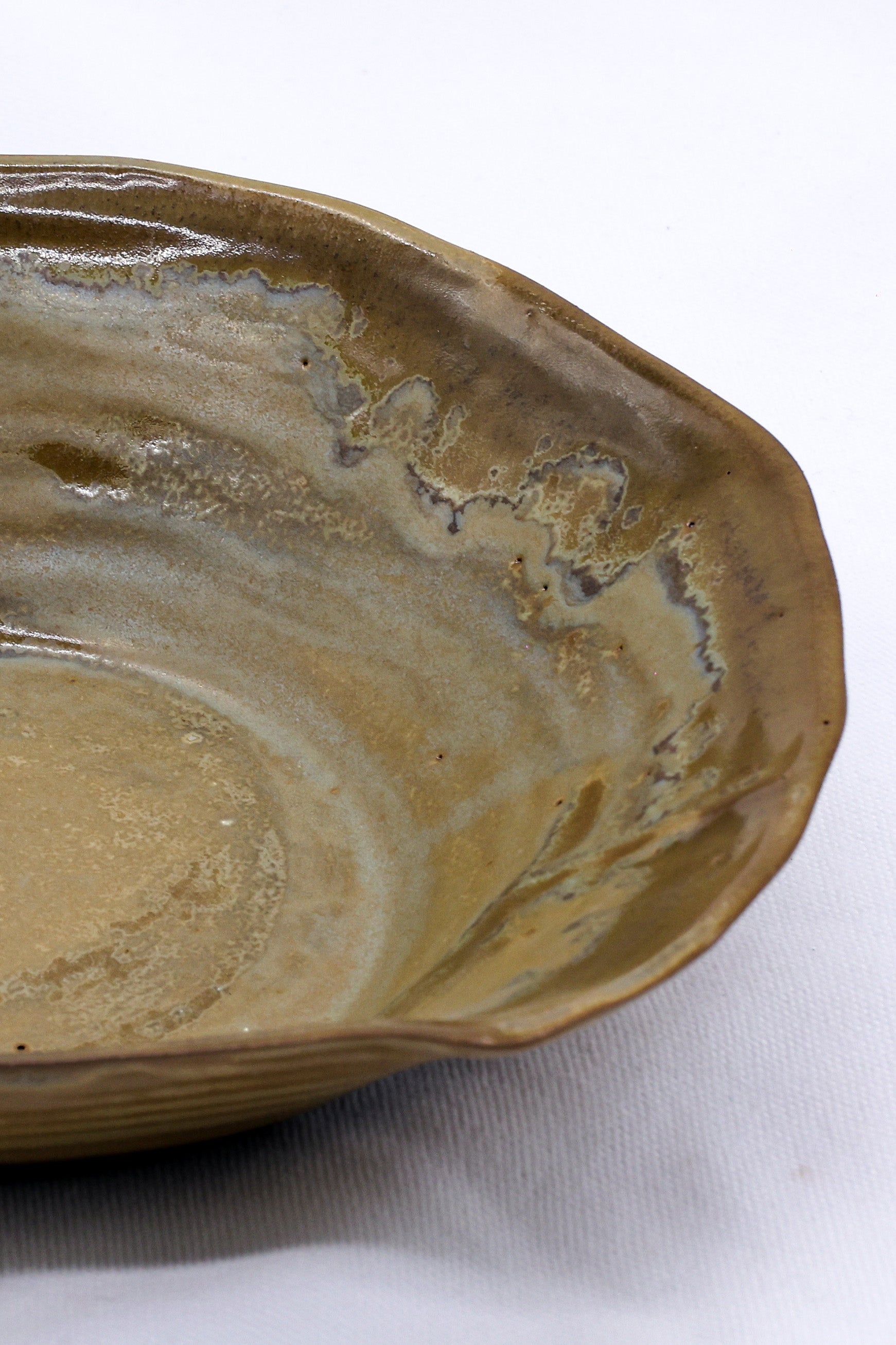 Bronze Olive Drift Lava Handmade Ceramic Stoneware Plate  | S251407
