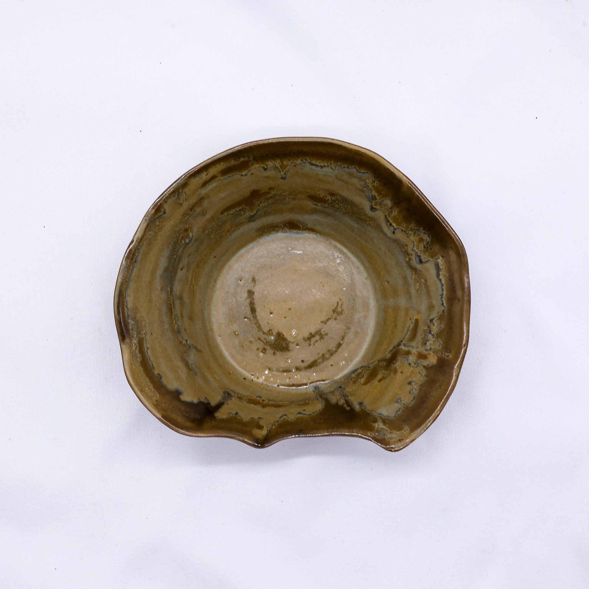 Bronze Olive Drift Lava Handmade Ceramic Stoneware Plate  | S251407