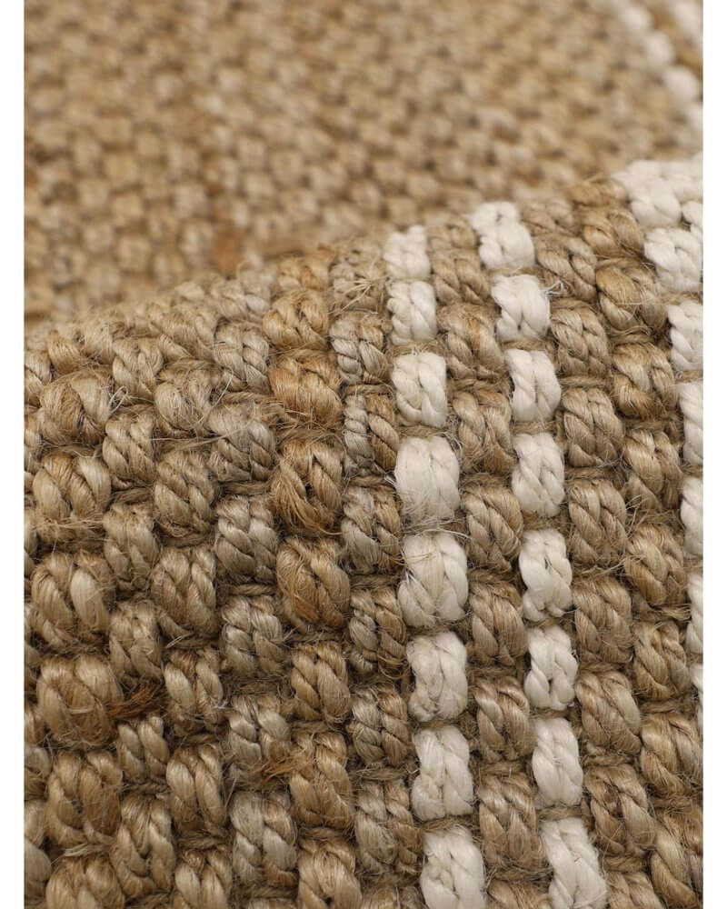 Jute Check Natural Rug Striped & Geometric Hand  | S25369 | woven