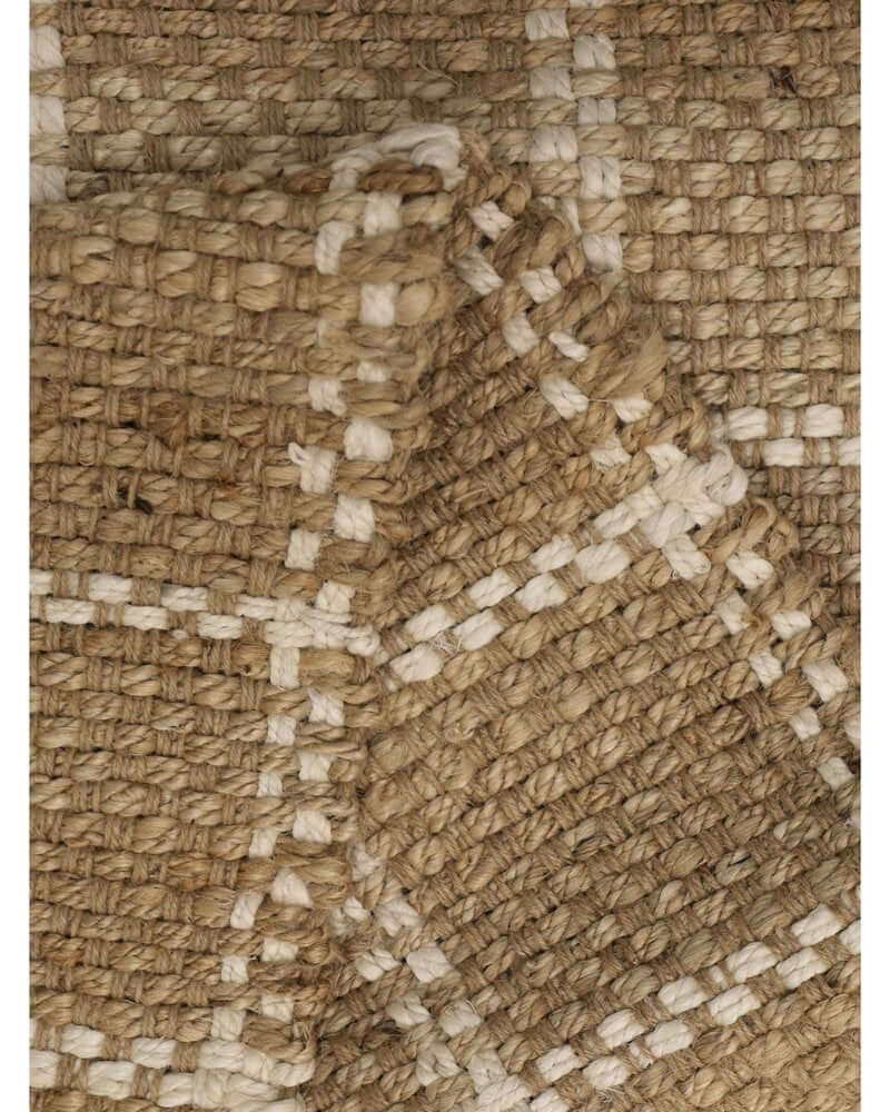 Jute Check Natural Rug Striped & Geometric Hand  | S25369 | woven
