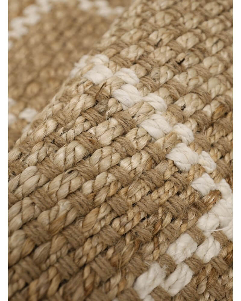 Jute Check Natural Rug Striped & Geometric Hand  | S25369 | woven