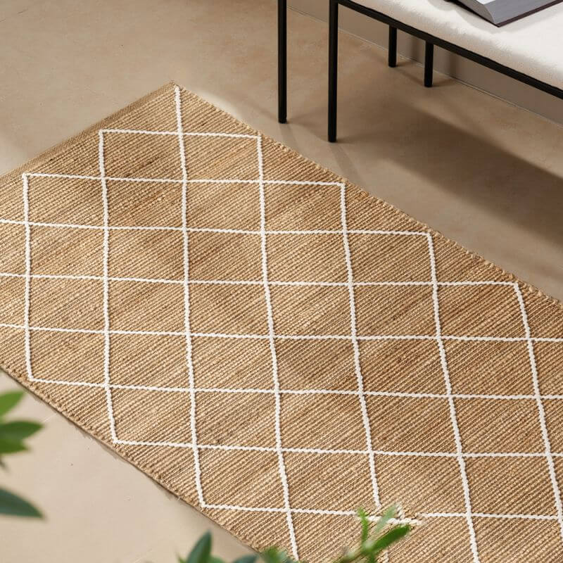 Jute Rug Kunu Natural Handwoven Diamond Design   | S25370 |