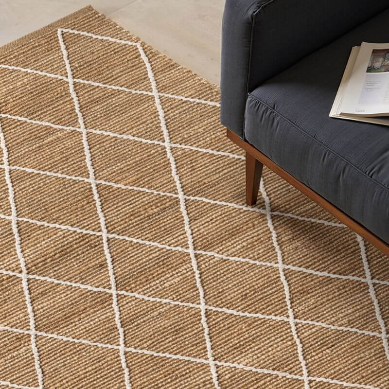 Jute Rug Kunu Natural Handwoven Diamond Design   | S25370 |