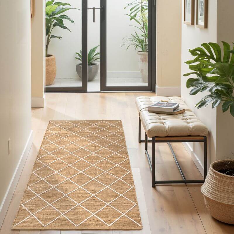 Jute Rug Kunu Natural Handwoven Diamond Design   | S25370 |