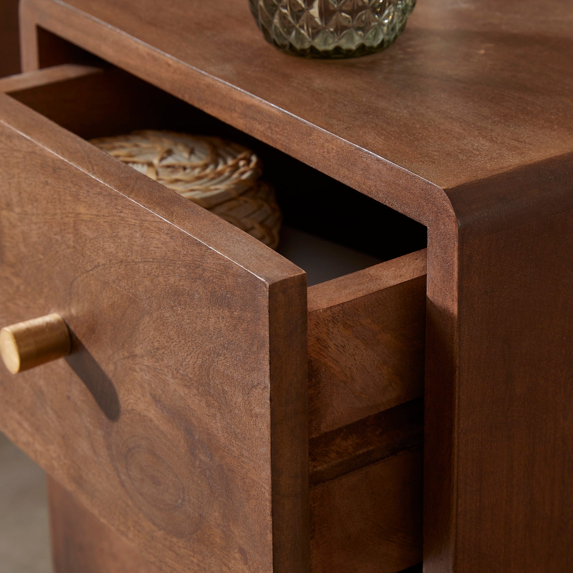 Scandinavian Walnut Logan Narrow Bedside Table | S25497