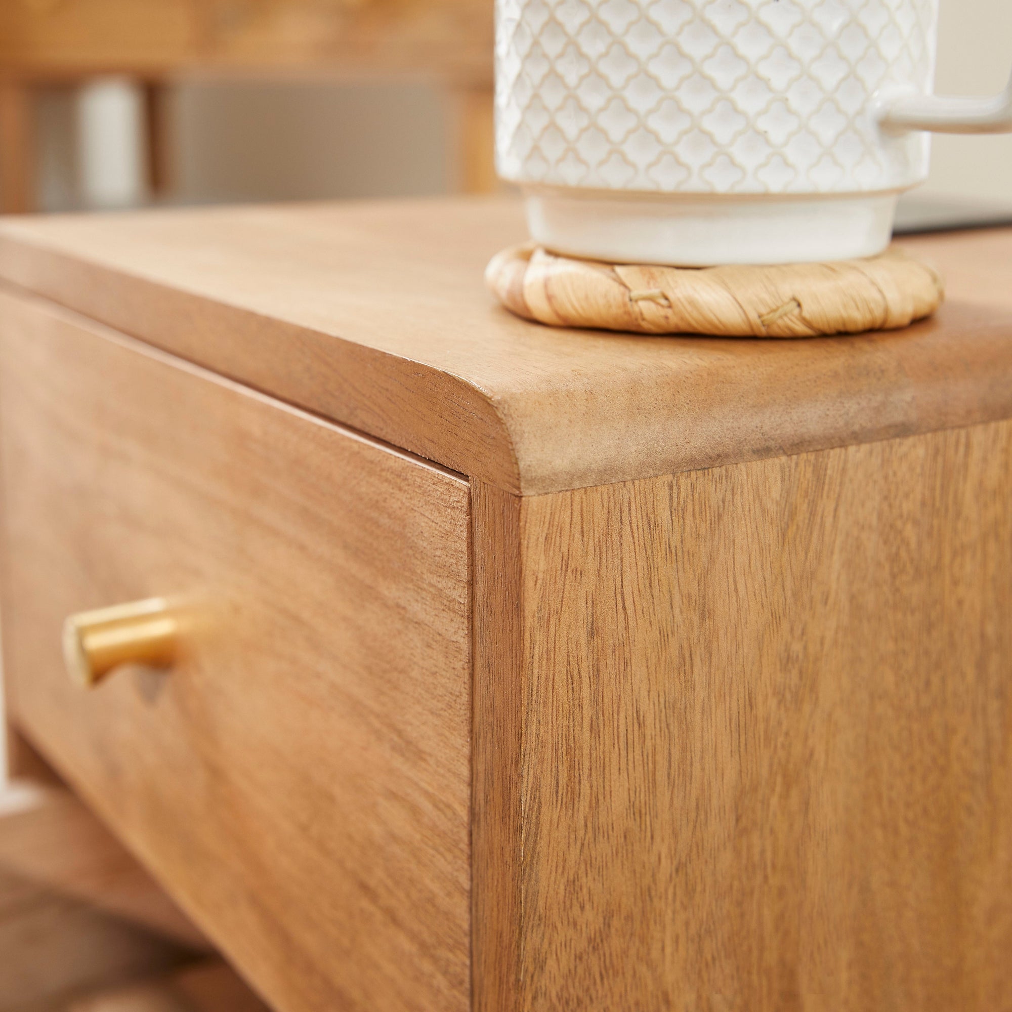 Scandinavian Light Walnut Logan Narrow Bedside Table | S25499