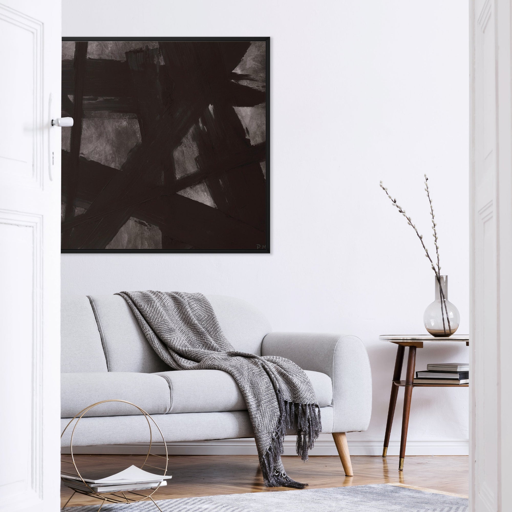 Noir II Square Framed Printed Canvas | S251346
