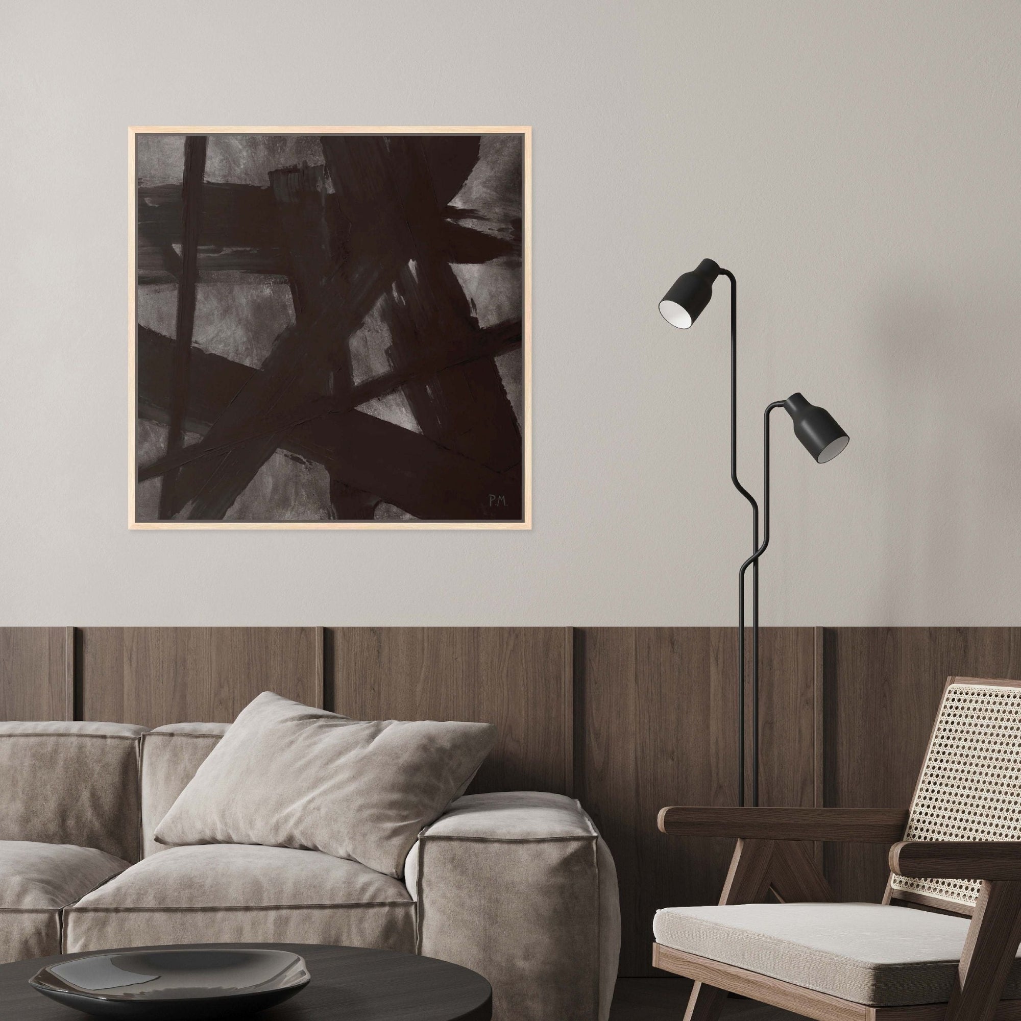 Noir II Square Framed Printed Canvas | S251346