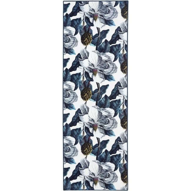 Eco-Washable Blue Rug Floral Design  | S25397|