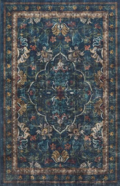 Eco-Washable Blue Rug Vintage Design  | S2638