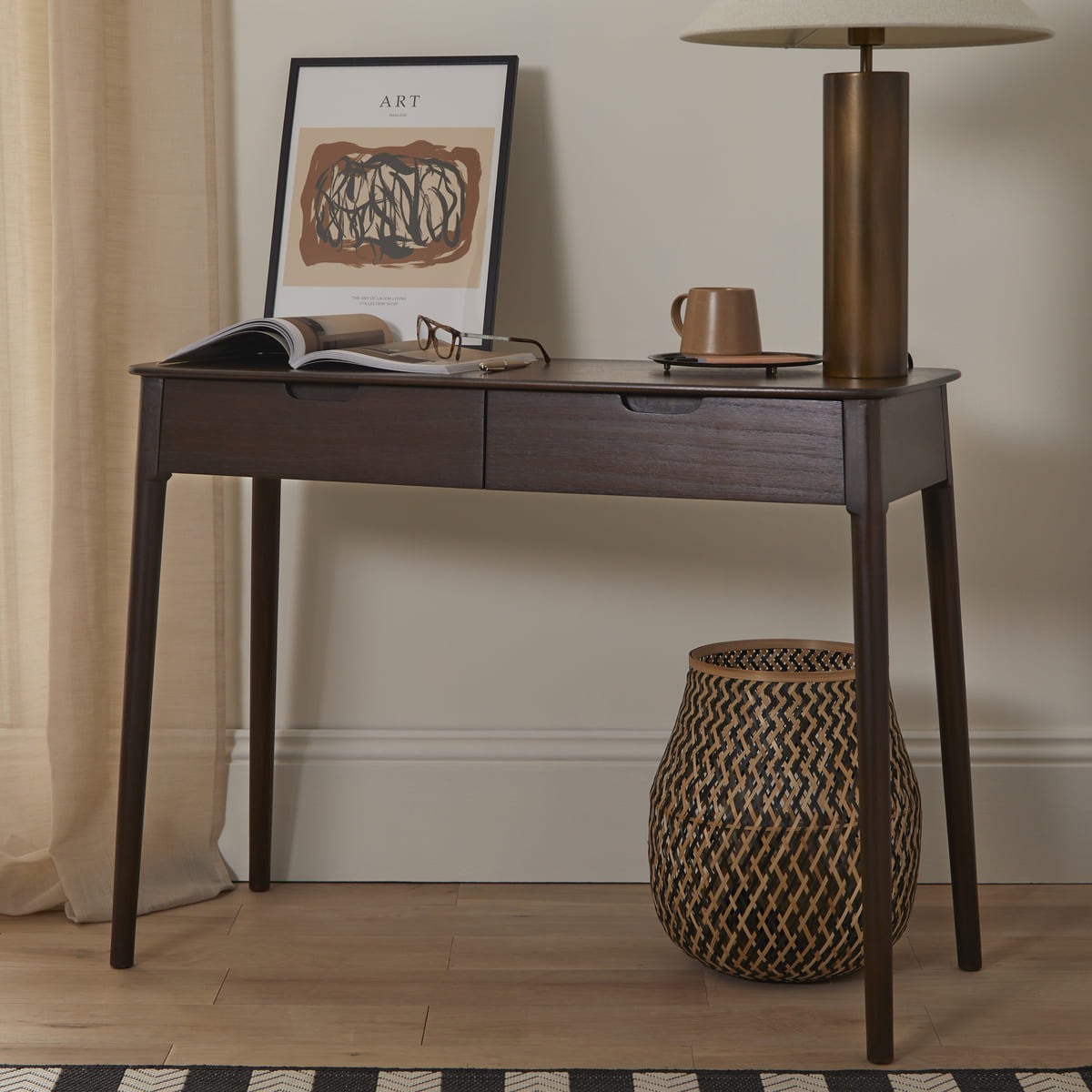 Norway 2 Drawer Walnut Console Table | S25460