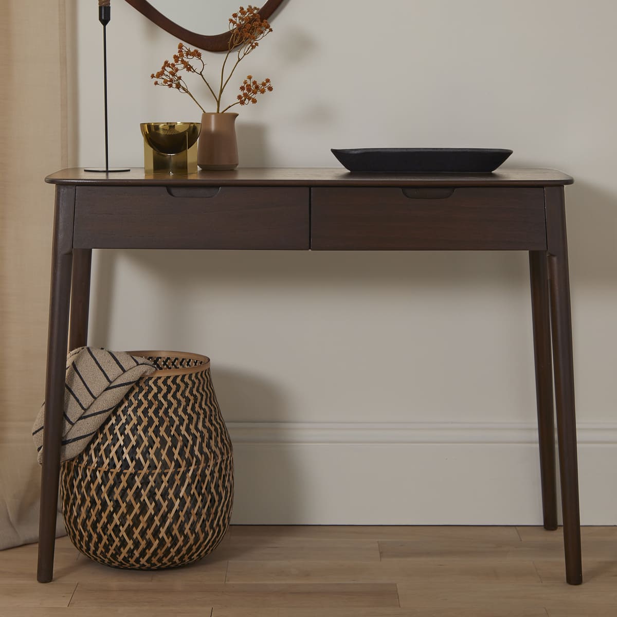 Norway 2 Drawer Walnut Console Table | S25460
