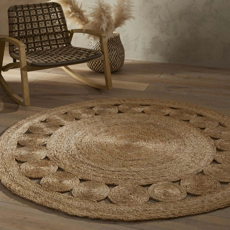Nova Natural Circle Rug – | S25368 | Handwoven Round Jute Rug
