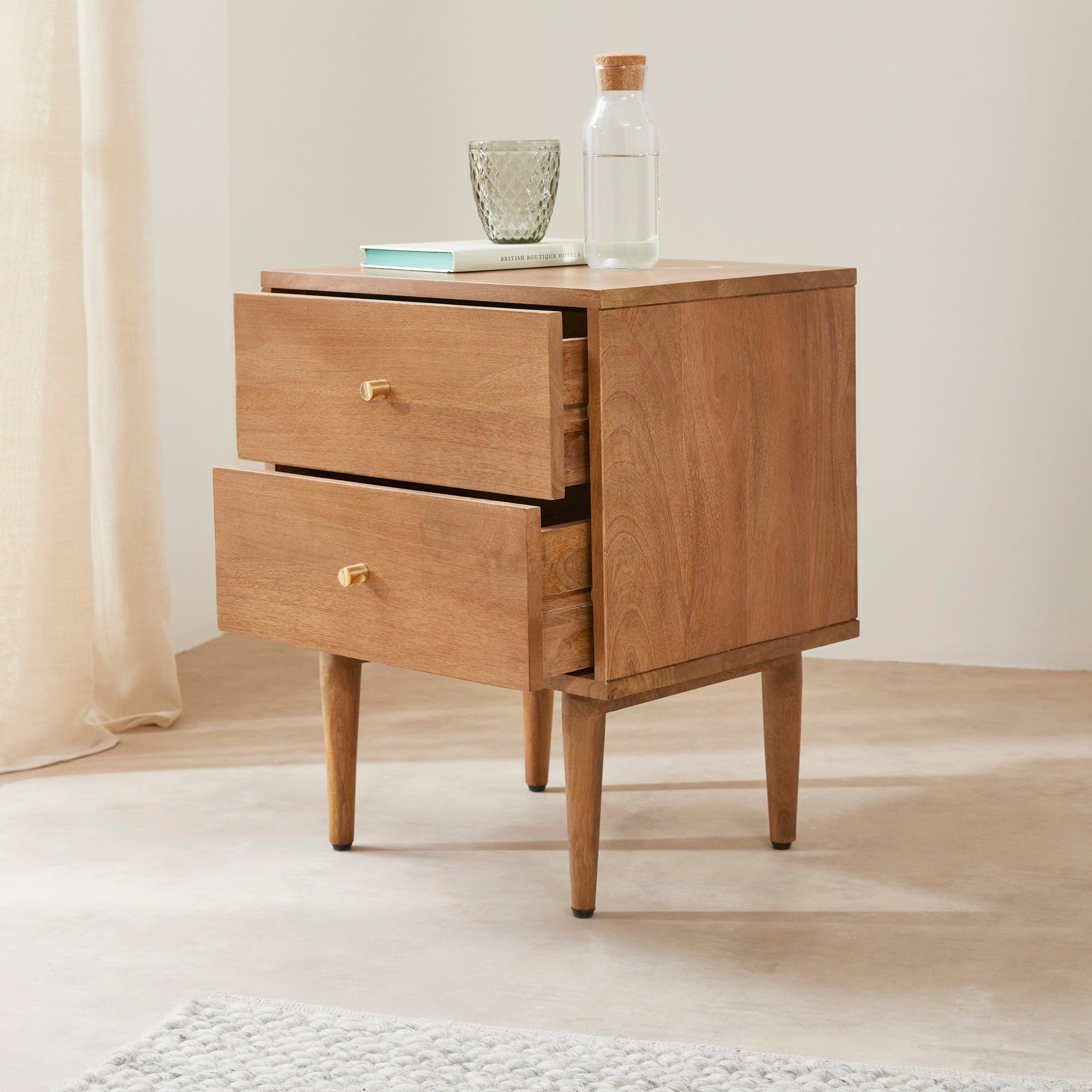 Scandinavian Light Walnut Oslo Bedside Table