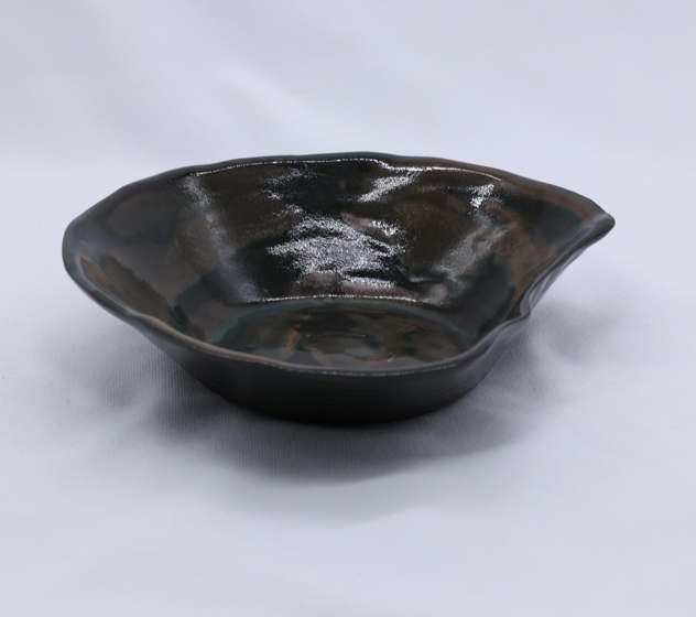 Cobalt Shadow Sea Lava Handmade Ceramic Stoneware Plate | S251408