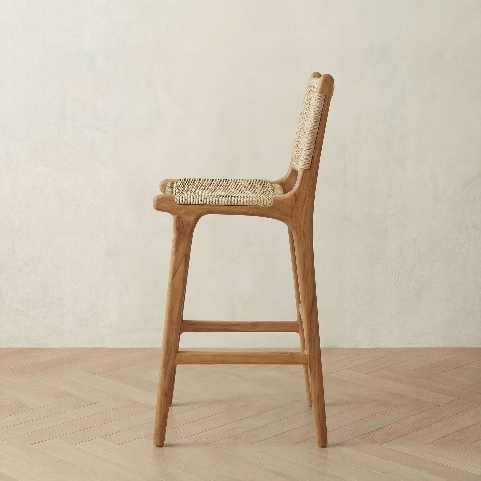 Zara Teak & Rattan Bar Stool