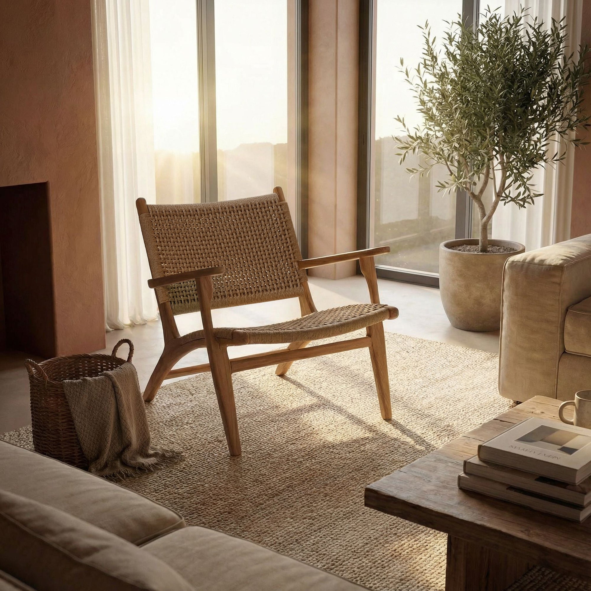 Zara Teak & Rattan Accent Armchair