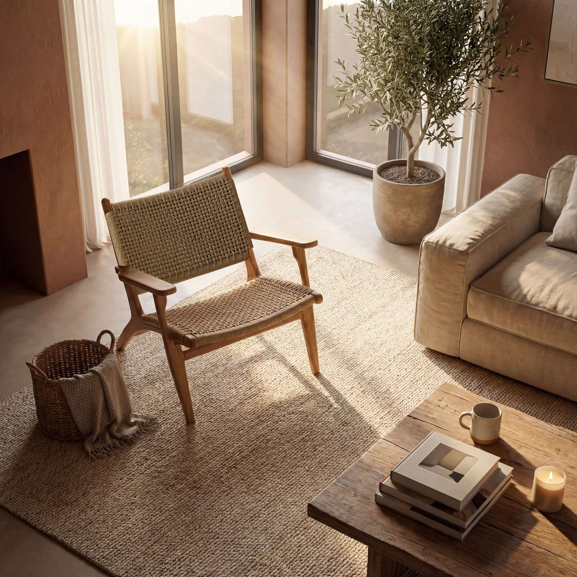 Zara Teak & Rattan Accent Armchair