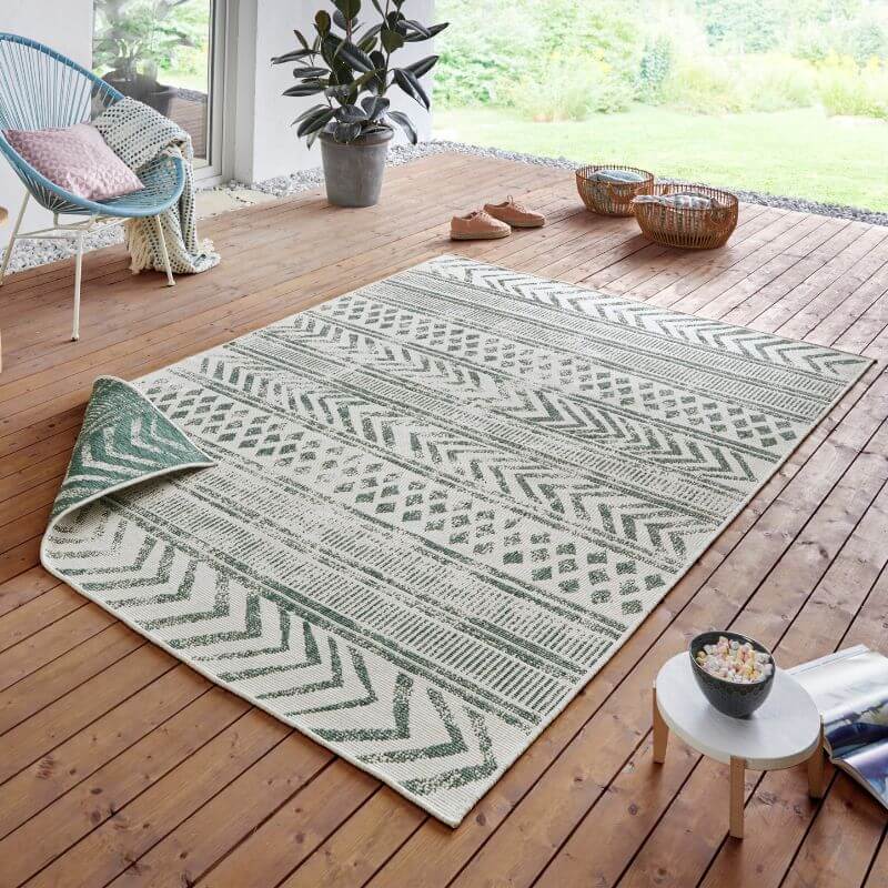 Reversible Geometric  | S25380 | Indoor-Outdoor Flatweave Rug