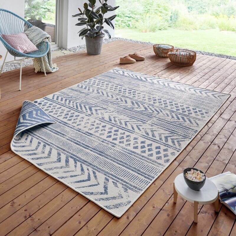 Reversible Geometric  | S25380 | Indoor-Outdoor Flatweave Rug