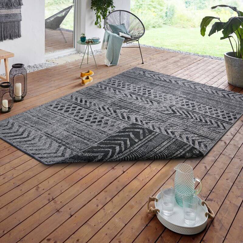 Reversible Geometric  | S25380 | Indoor-Outdoor Flatweave Rug