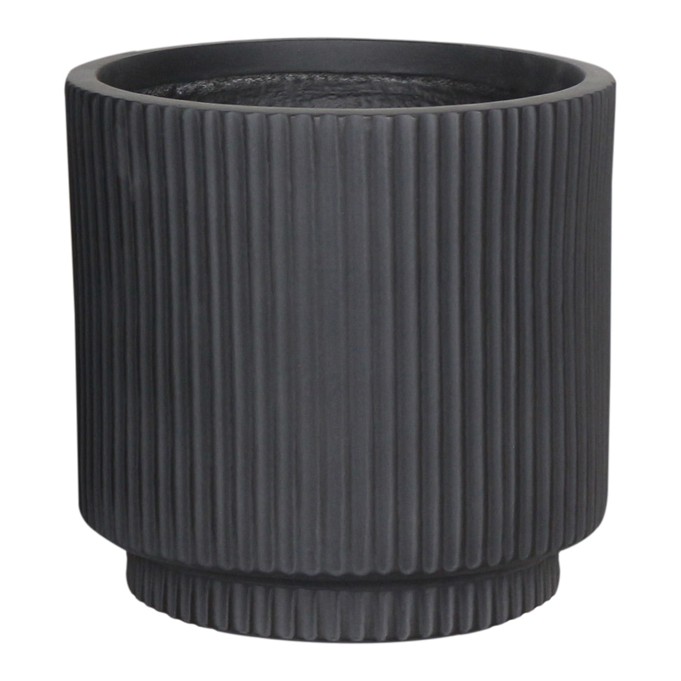 IDEALIST Lite Vertical Ribbed Black Cylinder Outdoor Planter  | S25343