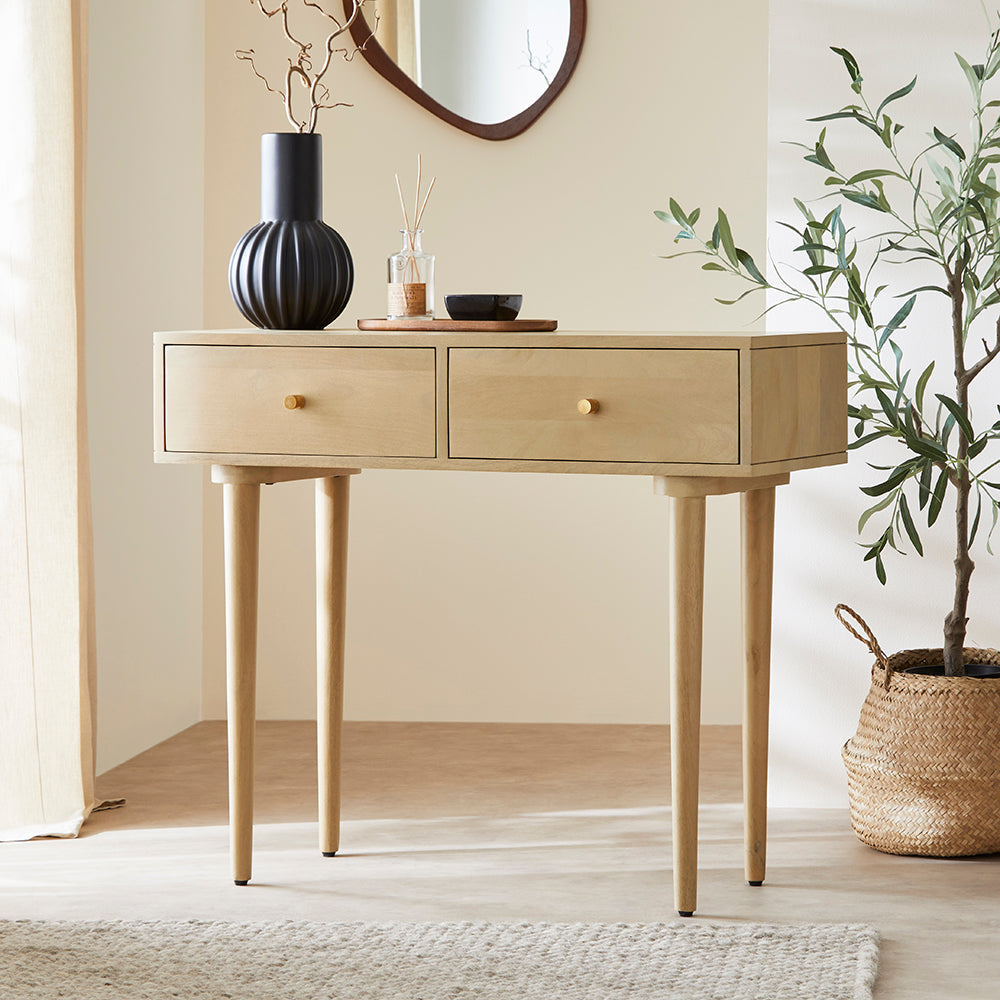Scandinavian Light Oak Oslo Console, Dressing Table and Desk | S25504