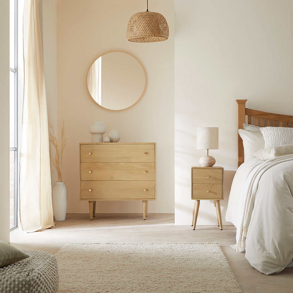 Scandinavian Light Oak Logan Narrow Bedside Table | S25501