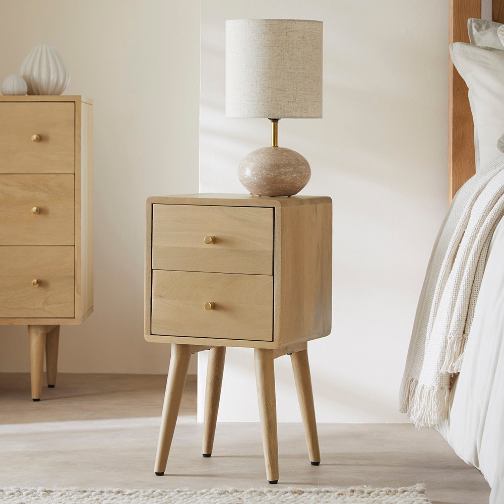 Scandinavian Light Oak Logan Narrow Bedside Table | S25501