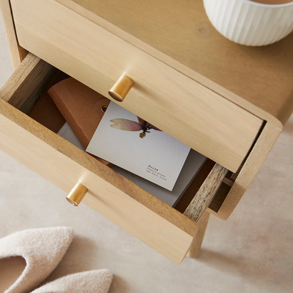 Scandinavian Light Oak Logan Narrow Bedside Table | S25501