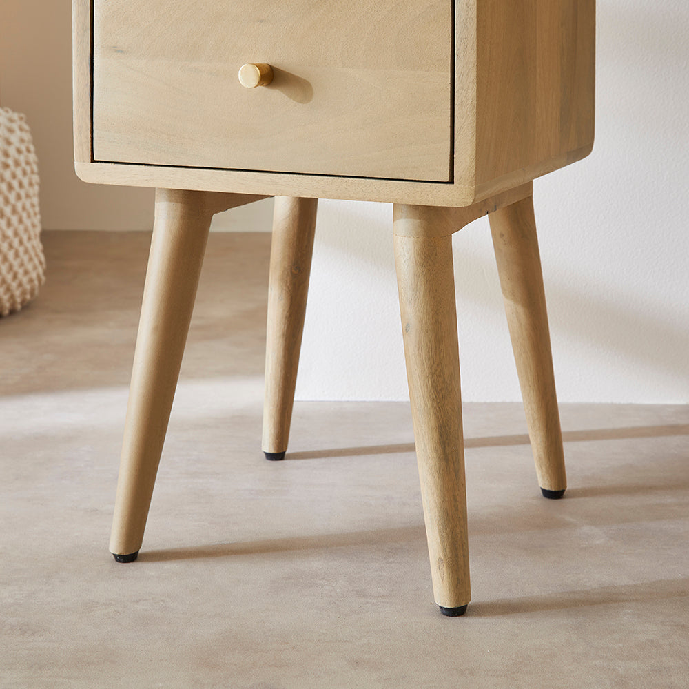 Scandinavian Light Oak Logan Narrow Bedside Table | S25501