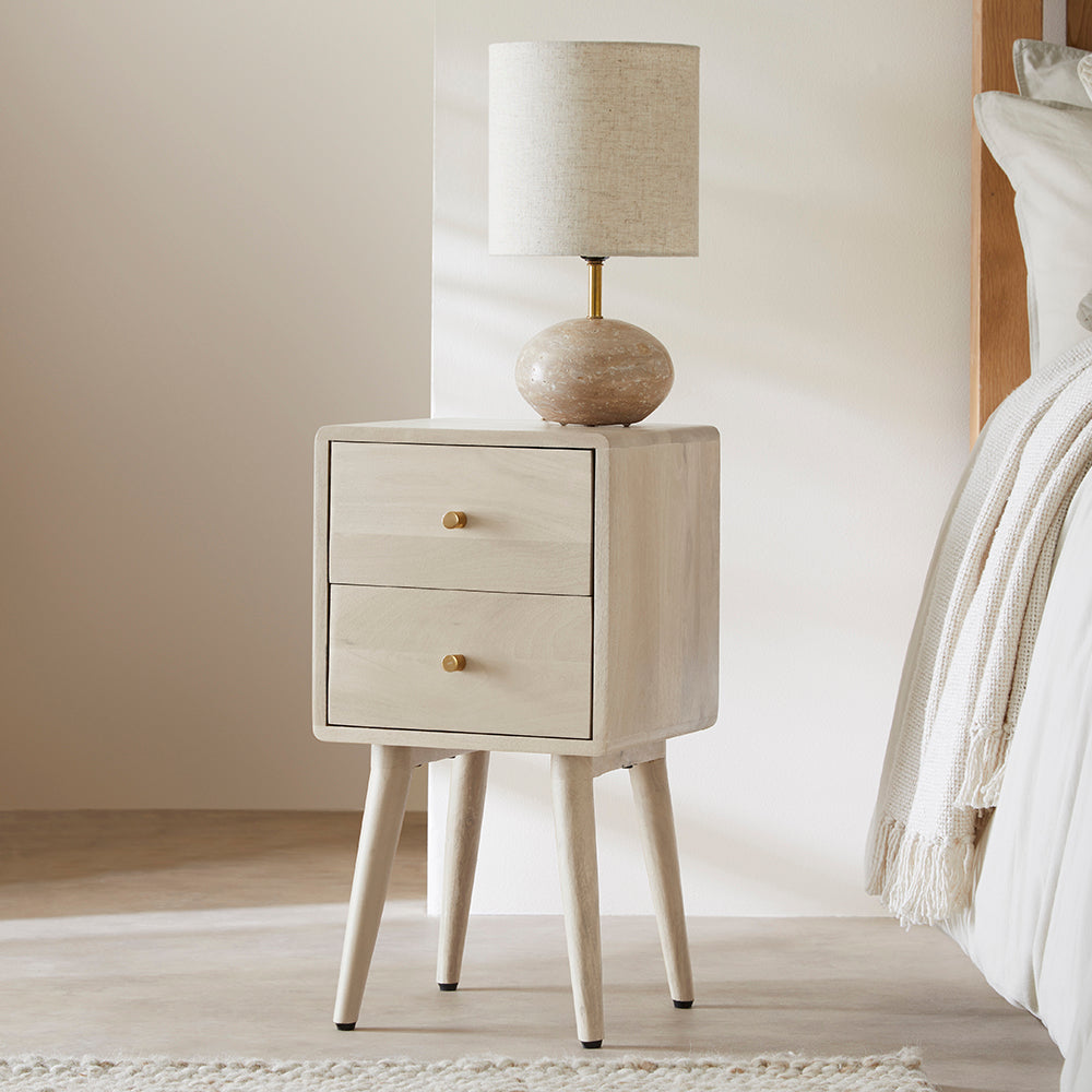 Scandinavian White Oak Logan Narrow Bedside Table  | S25502