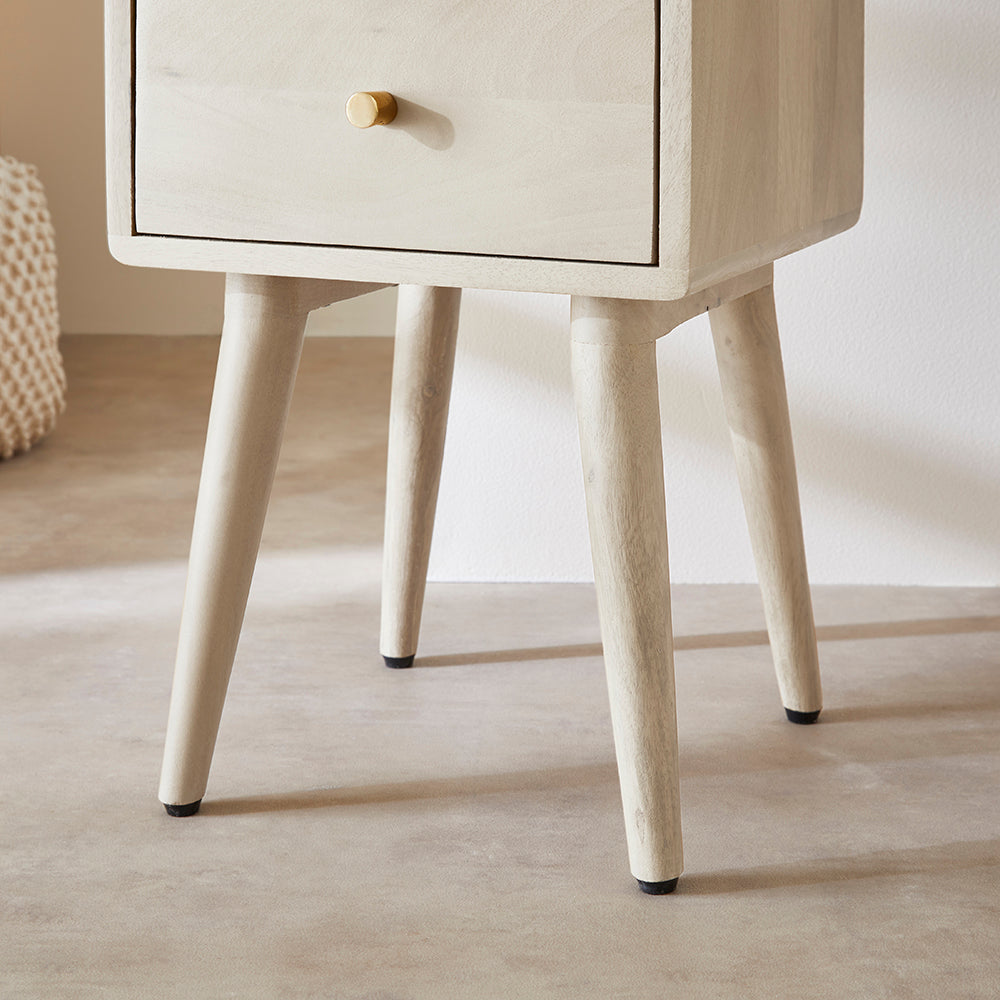 Scandinavian White Oak Logan Narrow Bedside Table  | S25502