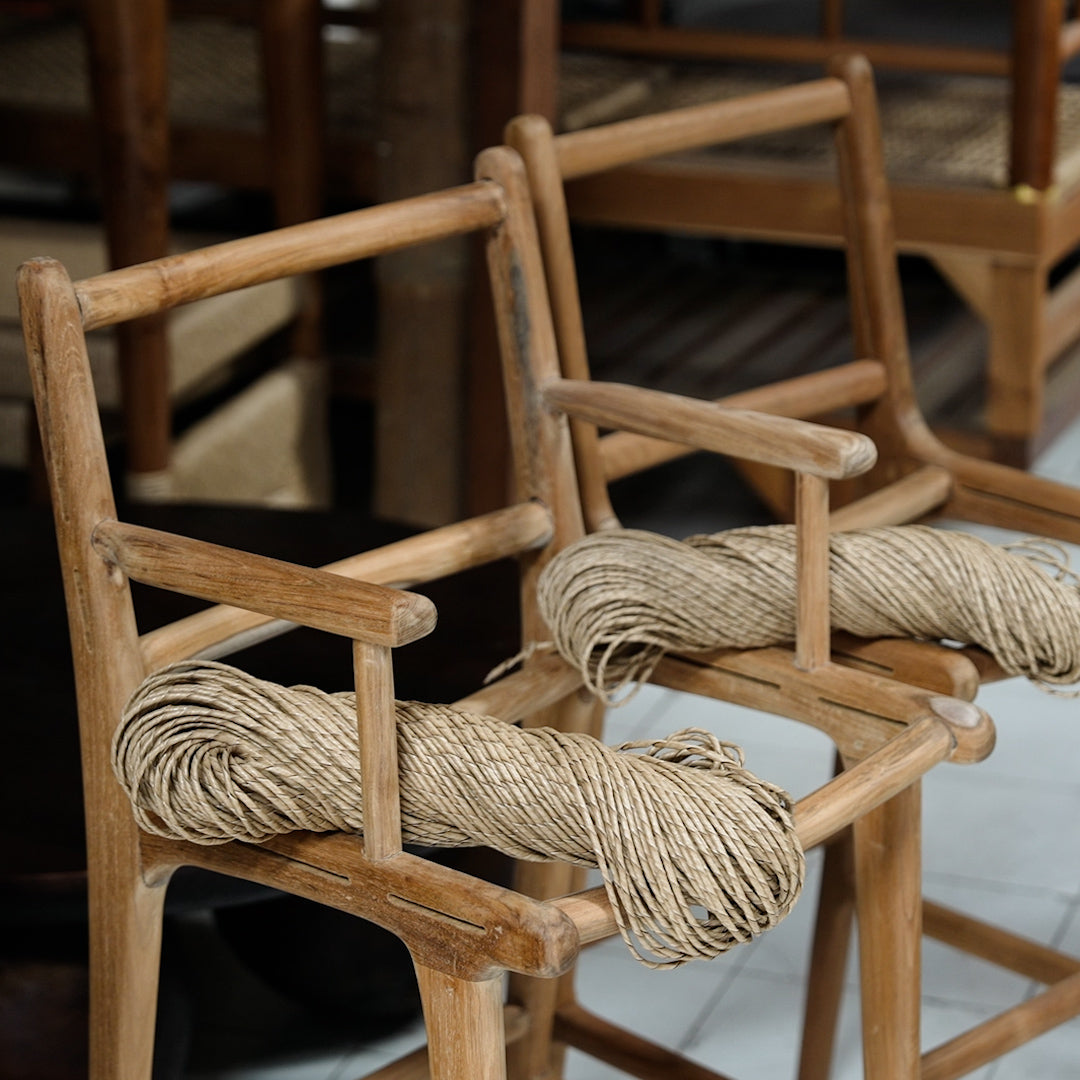 Zara Teak & Rattan Bar Stool With Armrest