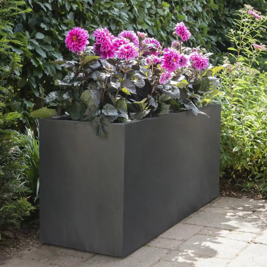 IDEALIST Lite Contemporary Trough Garden Planter, Faux Lead Light Concrete Outdoor Large  | S25348 | Plant Pot H41 L85 W26 cm, 91L