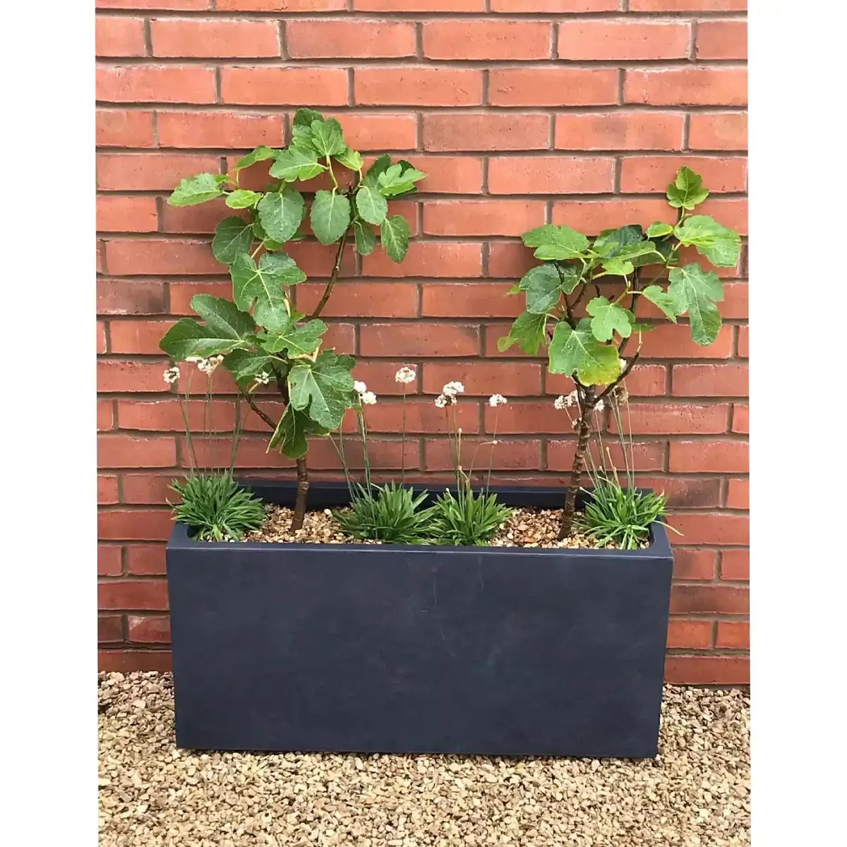 IDEALIST Lite Contemporary Trough Garden Planter, Faux Lead Light Concrete Outdoor Large  | S25348 | Plant Pot H41 L85 W26 cm, 91L