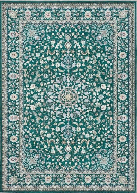 Eco-Washable Green Rug Medallion Design  | S25394 |