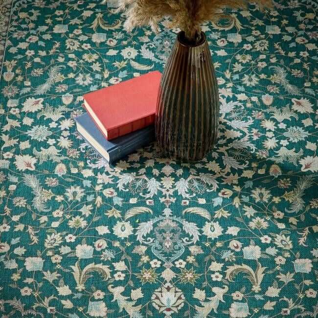 Eco-Washable Green Rug Medallion Design  | S25394 |