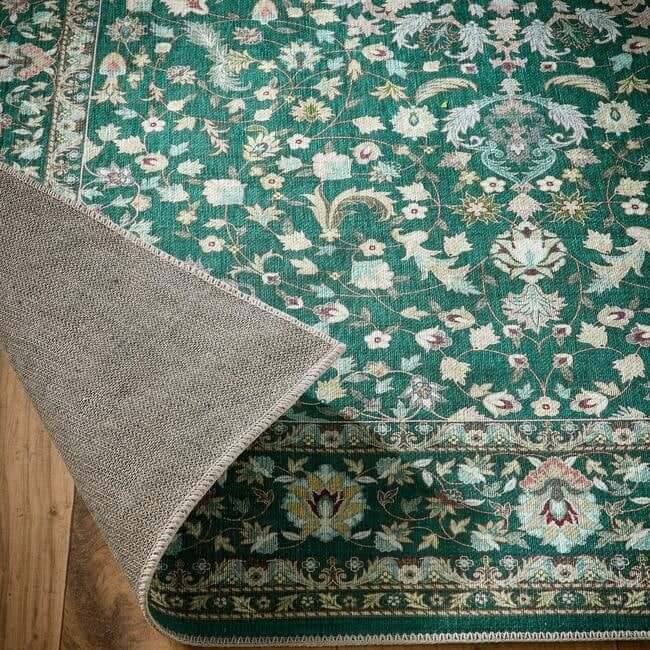 Eco-Washable Green Rug Medallion Design  | S25394 |