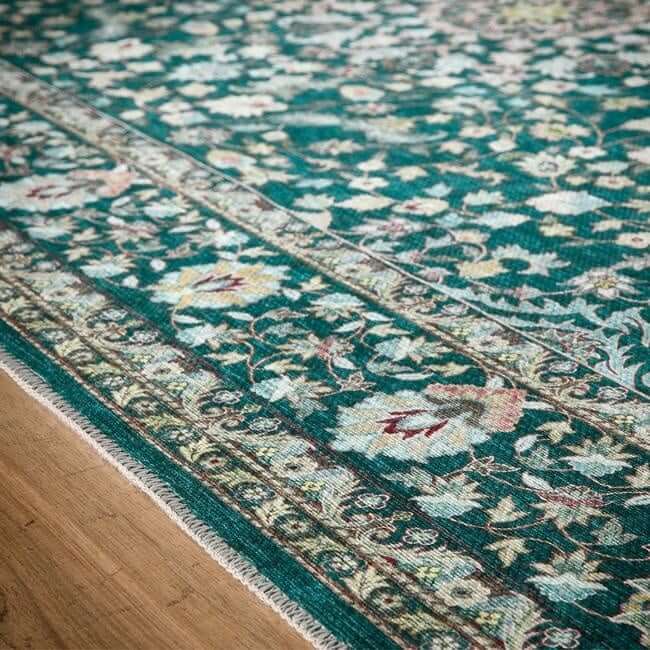 Eco-Washable Green Rug Medallion Design  | S25394 |