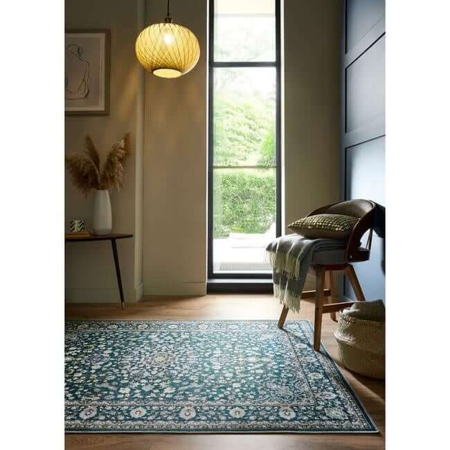 Eco-Washable Green Rug Medallion Design  | S25394 |