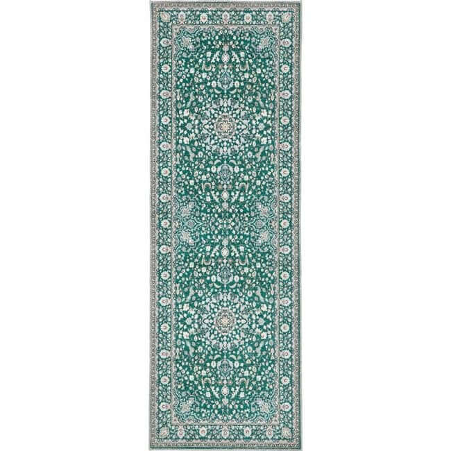 Eco-Washable Green Rug Medallion Design  | S25394 |