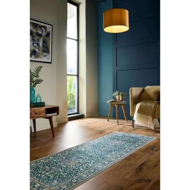 Eco-Washable Green Rug Medallion Design  | S25394 |