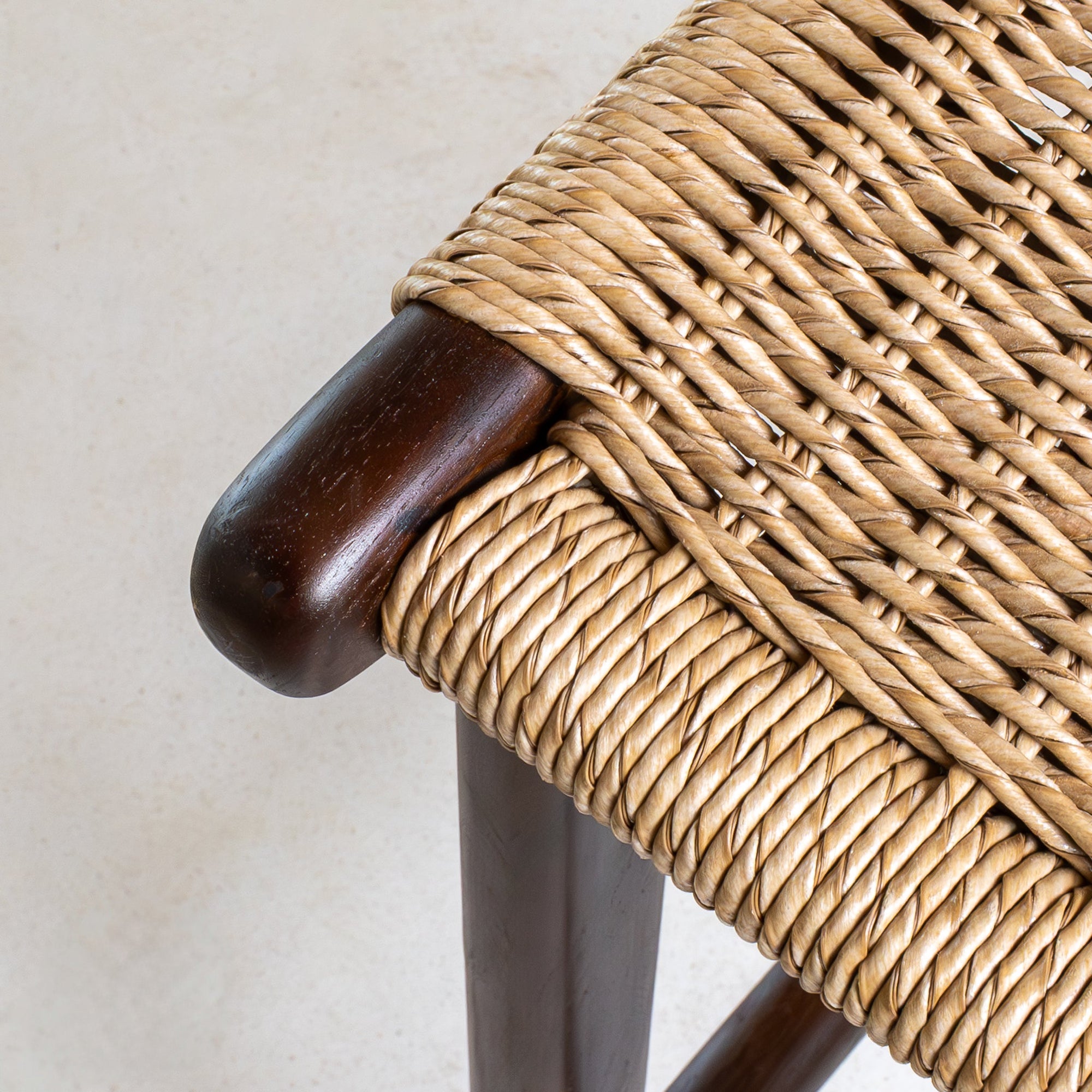 Zara Teak & Rattan Bar Stool - Chocolate